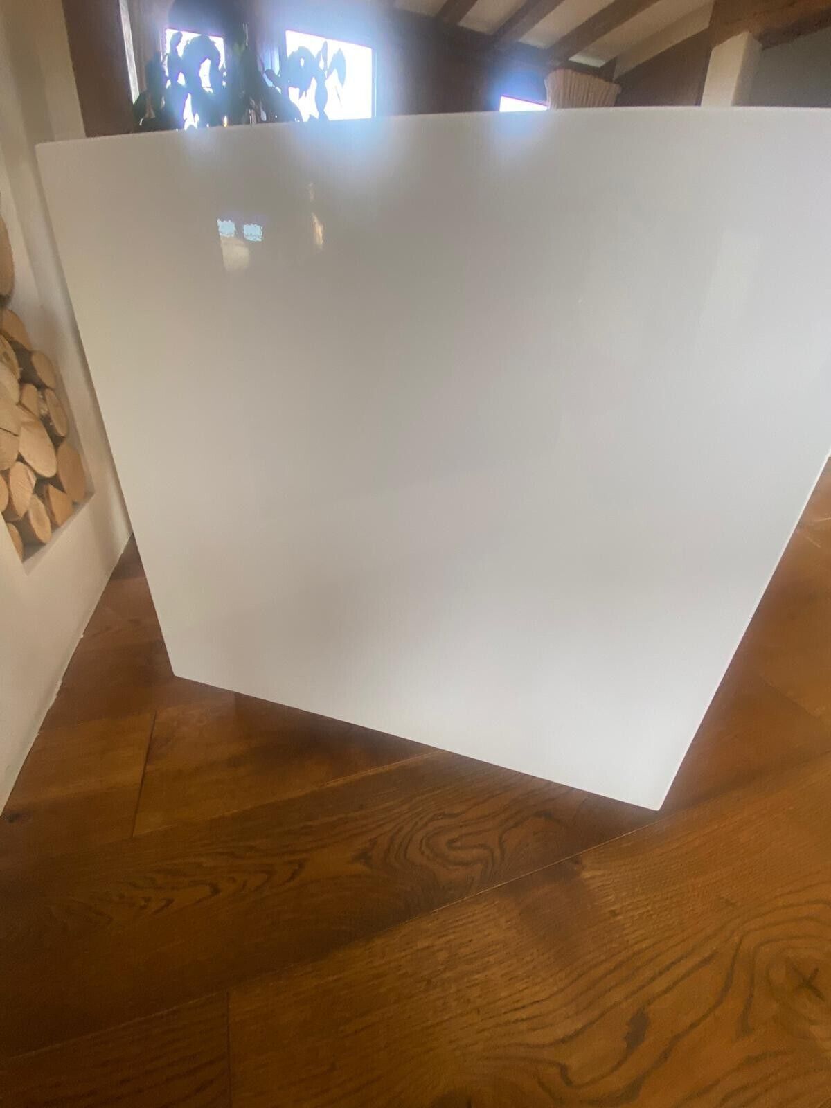 Two White Gloss Designer Side Tables Designed By Katherine Pooley