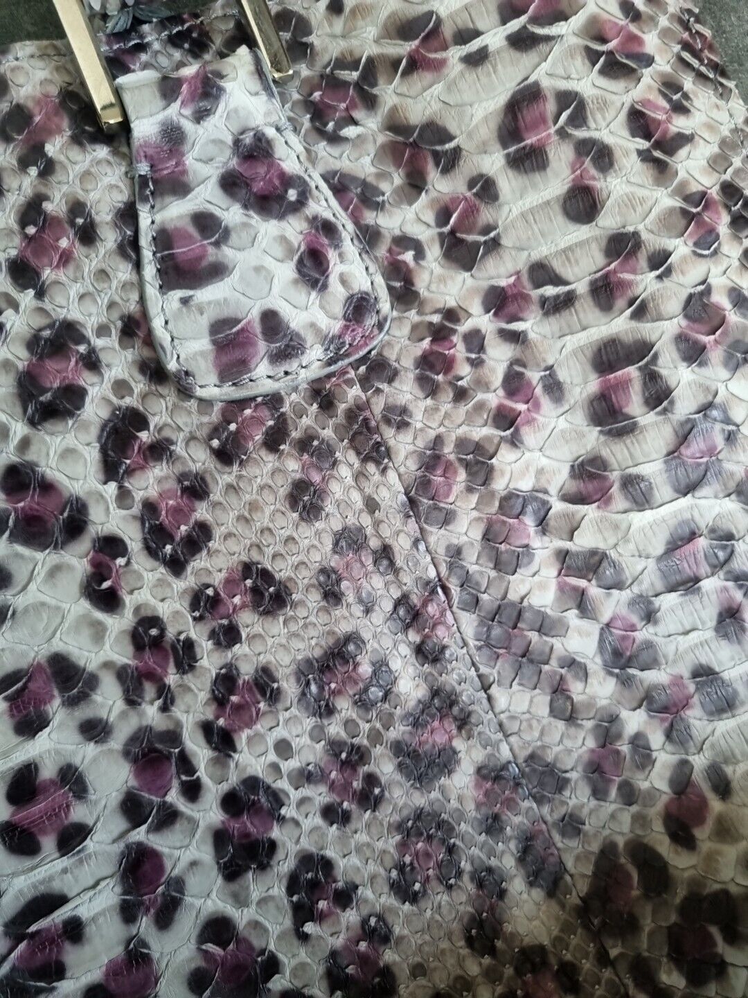 Maia N Women's Purple Leopard Leather Print Tote Bag With Card Of Authenticity