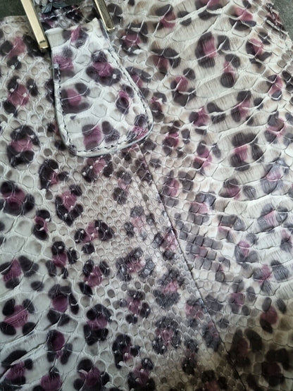 Maia N Women's Purple Leopard Leather Print Tote Bag With Card Of Authenticity