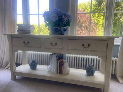 Wooden Console Table With Three Drawers And Low Shelf