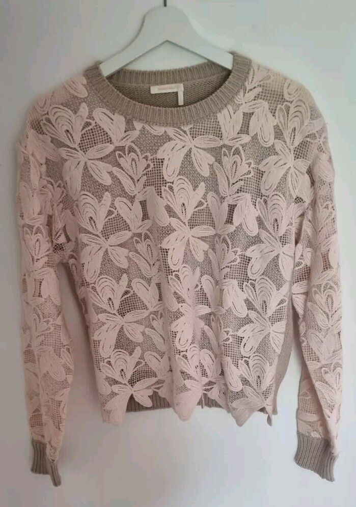 See By Chloe Women's Natural Dusky Pink Floral Jumper Pullover Size Small
