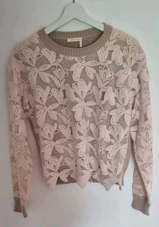 See By Chloe Women's Natural Dusky Pink Floral Jumper Pullover Size Small
