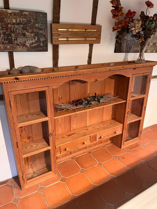 Wooden Shelves And Glass Cabinet