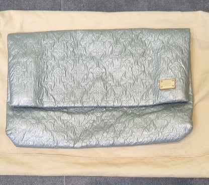Genuine Louis Vuitton Monogram Canvas Silver Clutch Bag With Logo Dust Bag