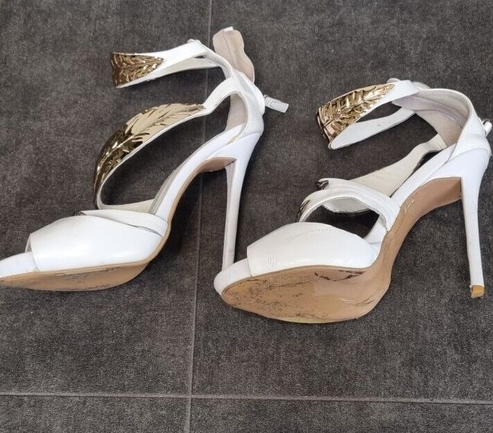 Giuseppe Zanotti Women's White Gold Leaf Heals Size 37