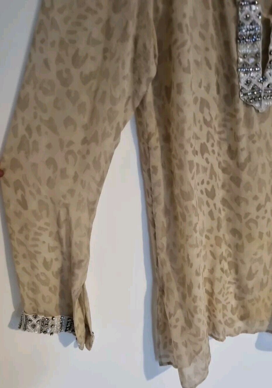 Elizabeth Hurley Beach Women's  Silk Kaftan Beaded Tunic Size M