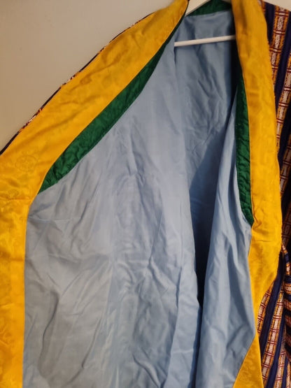 Men's Vibrant Blue Heavyweight Handmade, Lined Silk Kimono One Size