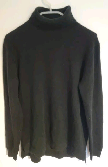 Massimo Dutti Women's 100% Cashmere Black Roll Neck Pullover Jumper Size M