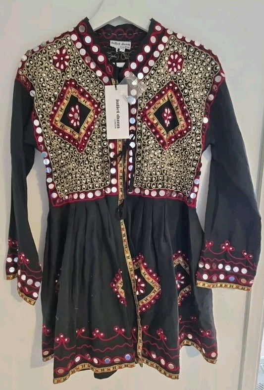 BNWT Juliette Dunn  Women's Black And Red Beaded, Embroidered Jacket One Size