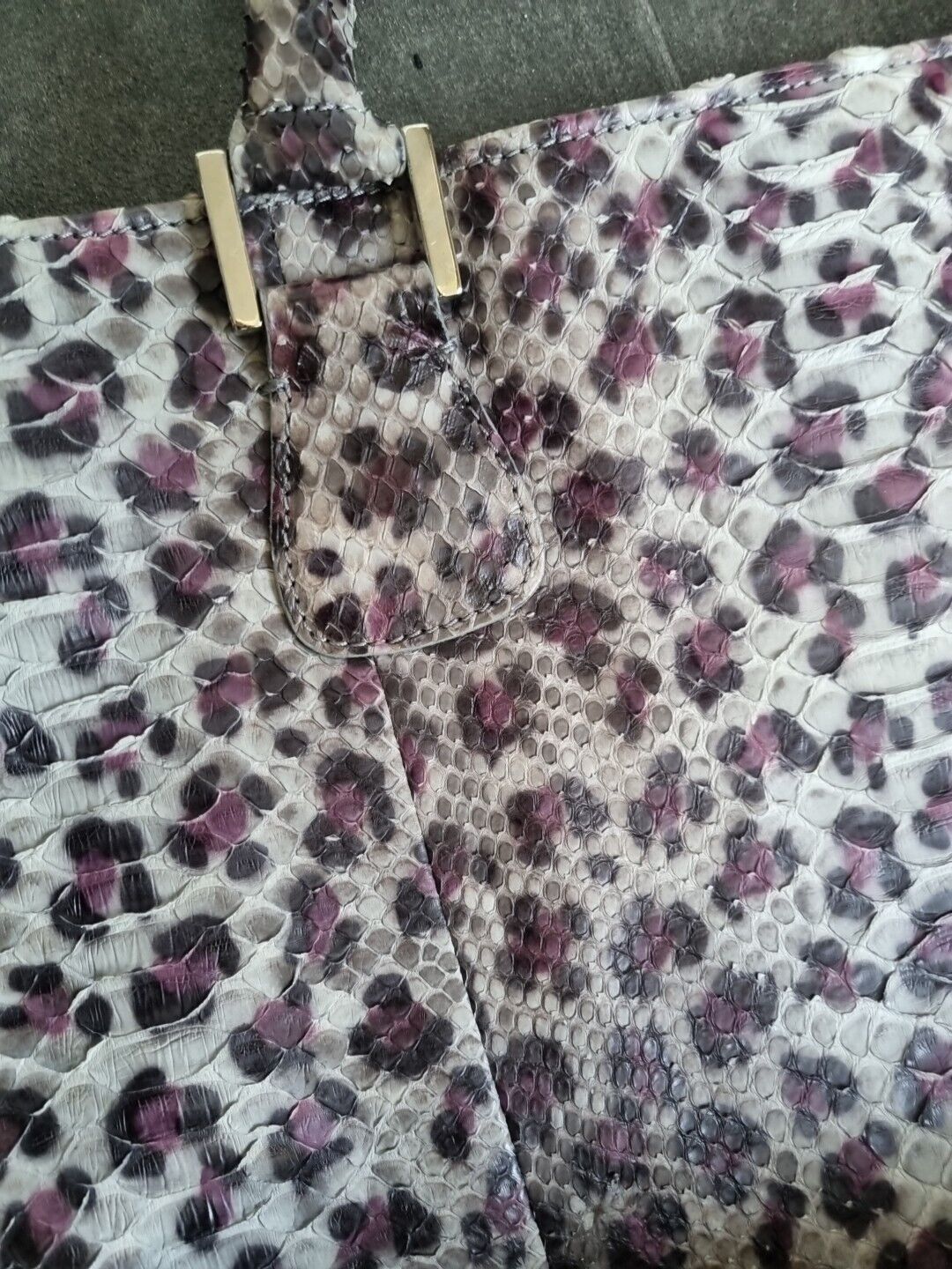 Maia N Women's Purple Leopard Leather Print Tote Bag With Card Of Authenticity
