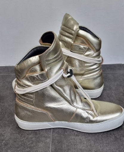 Ylati Women's Gold Hightop Sneakers, Trainers Size 38