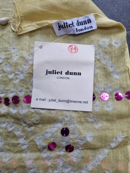 BNWT Vintage Juliette Dunn Sarong Yellow With Shell Tassled And Pink Sequins