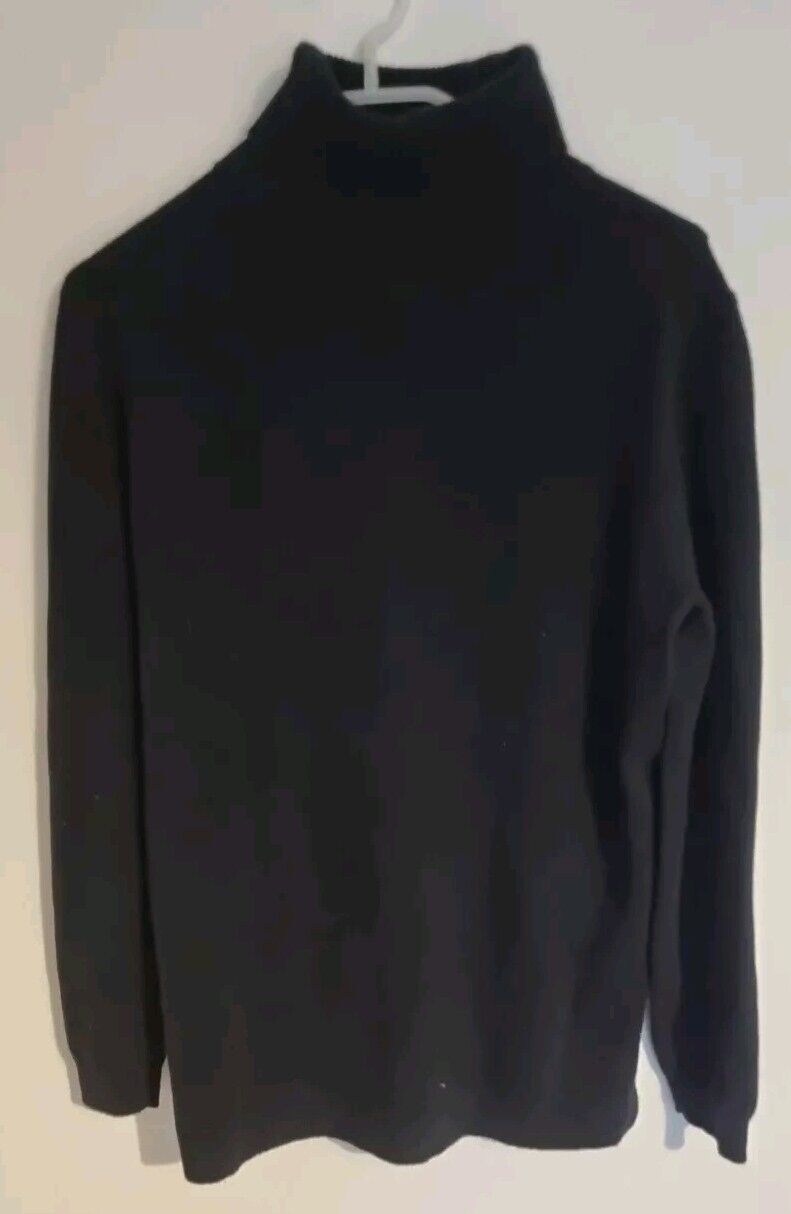 Massimo Dutti Women's 100% Cashmere Black Roll Neck Pullover Jumper Size M
