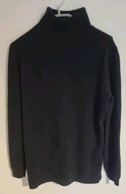 Massimo Dutti Women's 100% Cashmere Black Roll Neck Pullover Jumper Size M