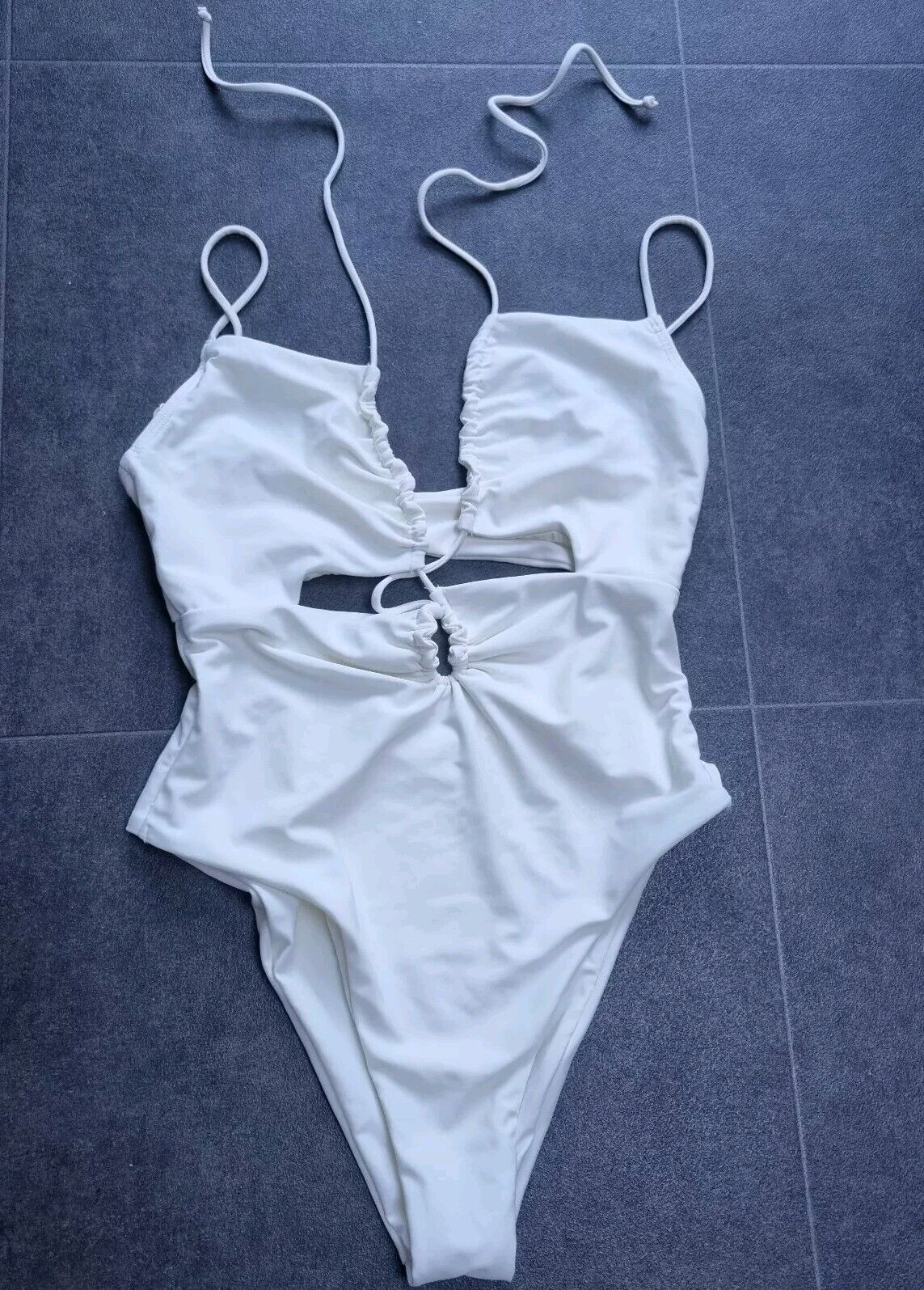 Devon Windsor Ivory Women's Tied One Piece Swimsuit XS