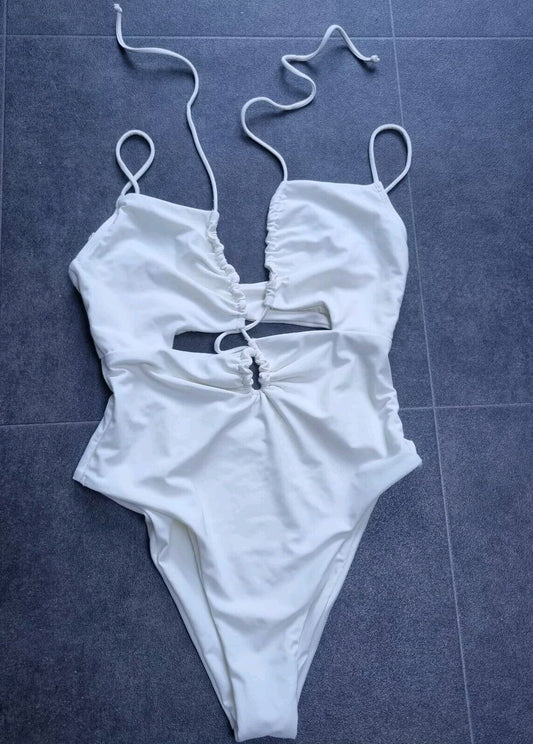 Devon Windsor Ivory Women's Tied One Piece Swimsuit XS