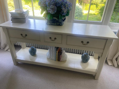 Wooden Console Table With Three Drawers And Low Shelf