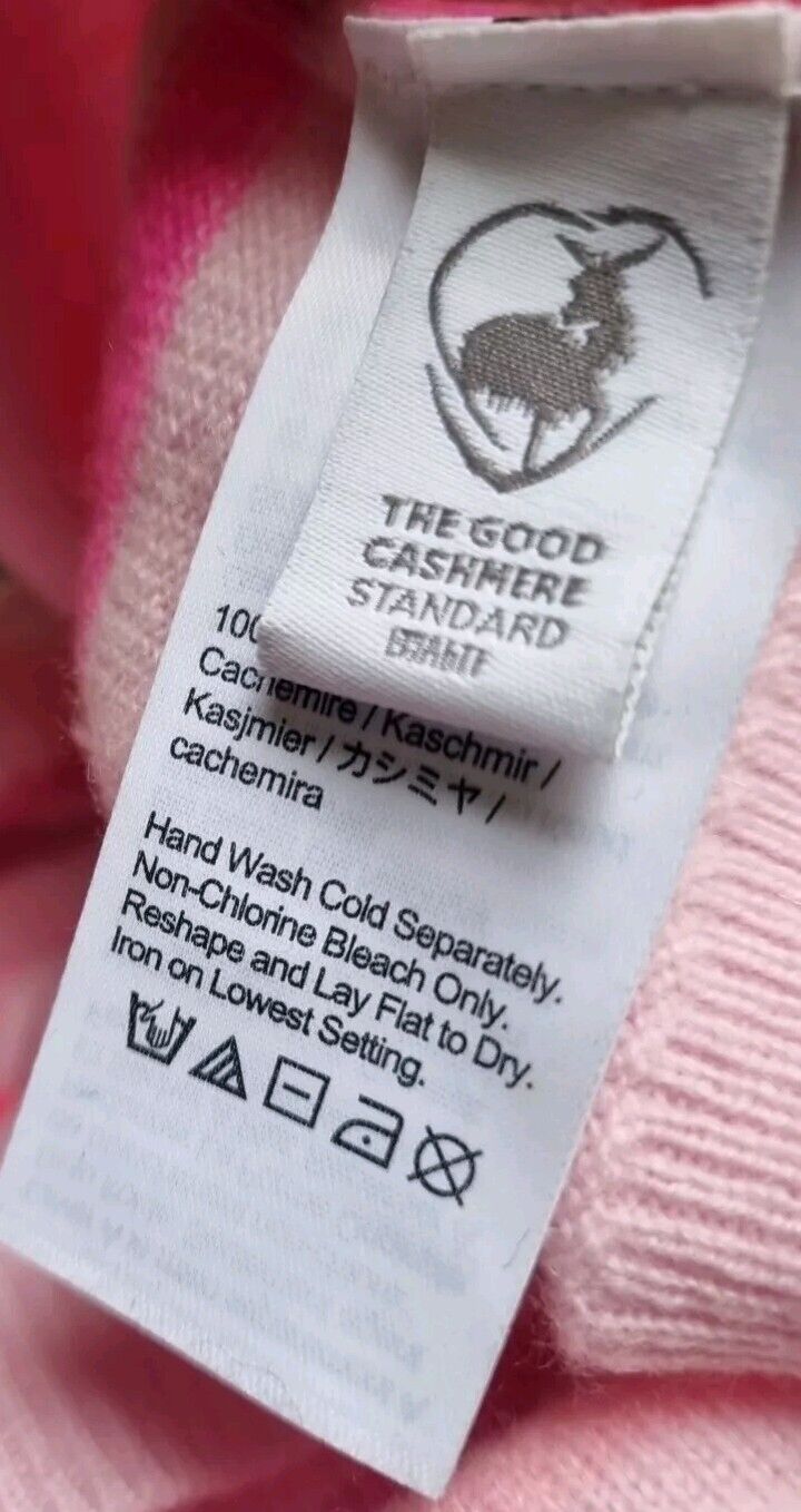 J Crew Women's Pink Striped Jumper Pullover 100% Cashmere Size Large