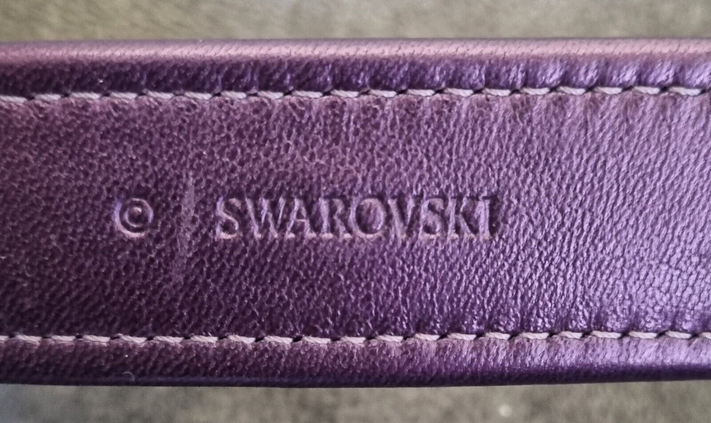 Fantastic Swarovski  Women's Leather and Crystal Purple Belt Size M/L
