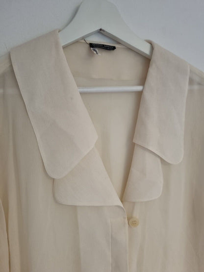 Georgio Armani Milan Women's  Cream 100% Pure Silk Blouse Size Approx 14/16