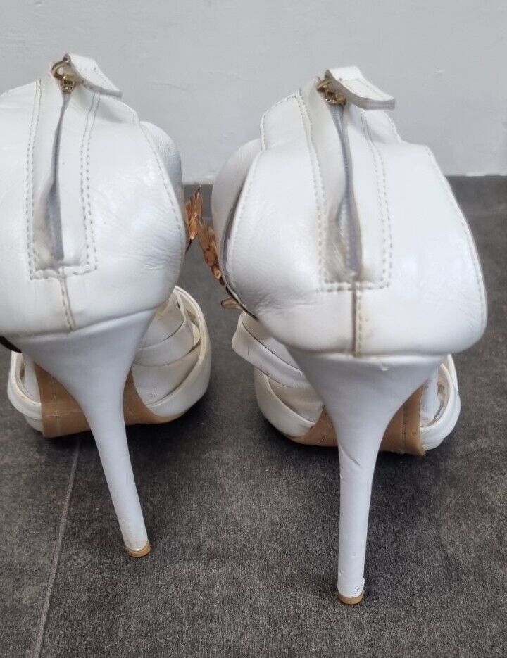 Giuseppe Zanotti Women's White Gold Leaf Heals Size 37