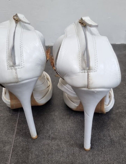 Giuseppe Zanotti Women's White Gold Leaf Heals Size 37
