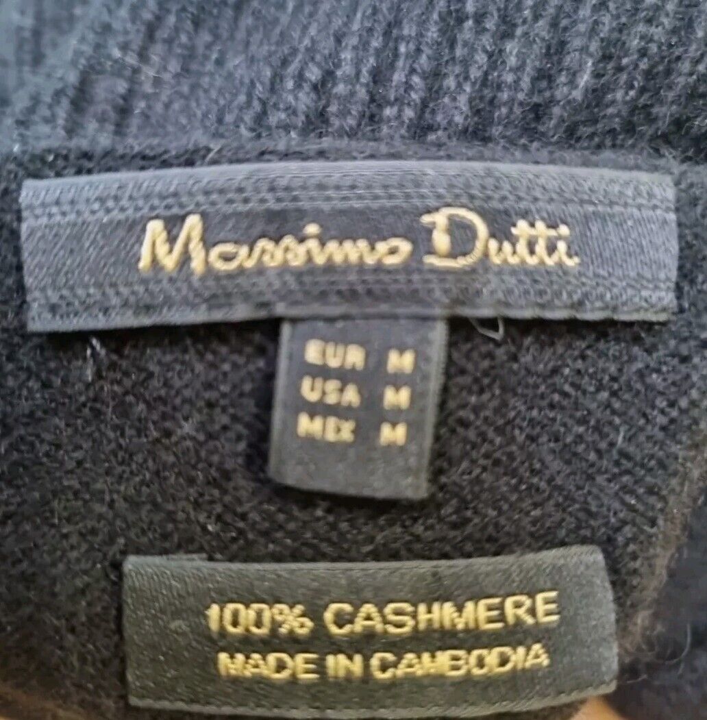 Massimo Dutti Women's 100% Cashmere Black Roll Neck Pullover Jumper Size M