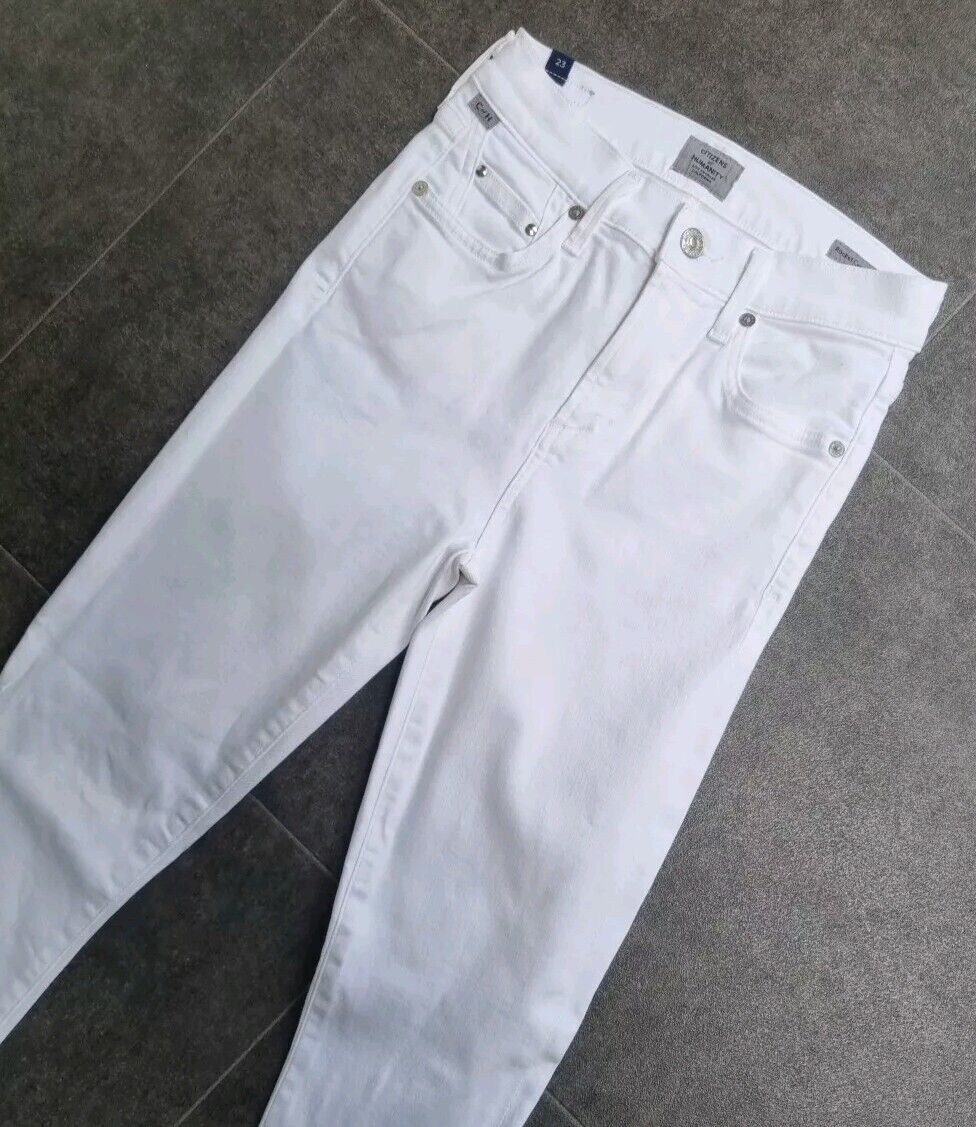 Citizens Of Humanity Women's Rocket Crop Mid Rise Skinny White Jeans Size 23