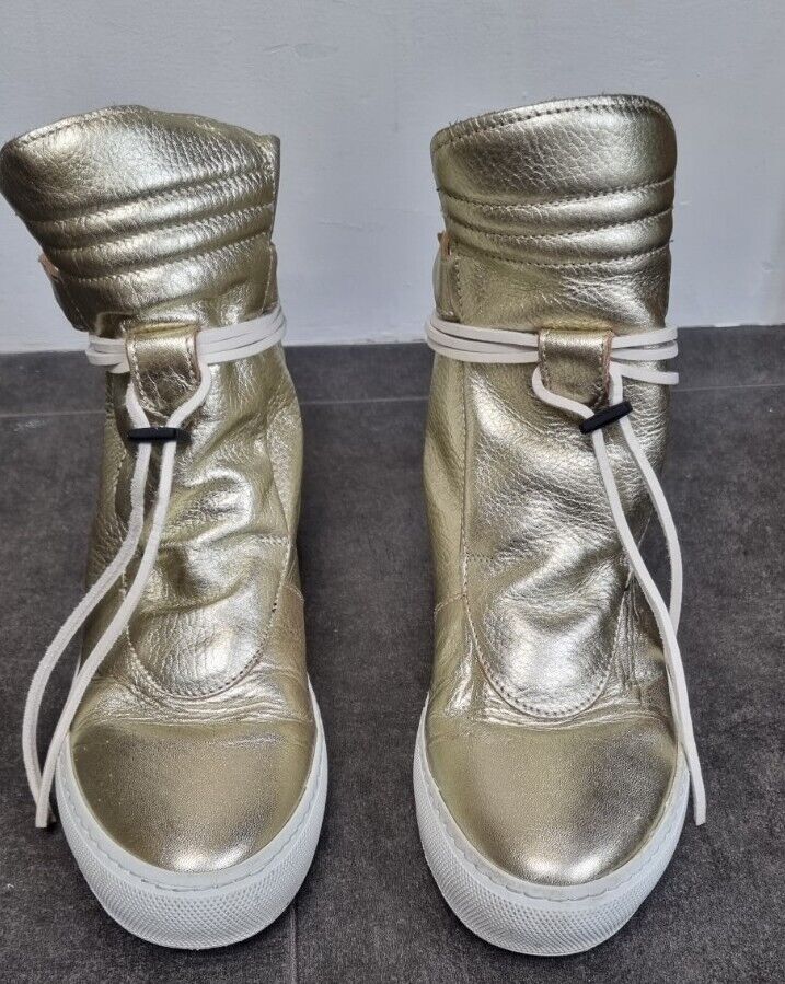 Ylati Women's Gold Hightop Sneakers, Trainers Size 38