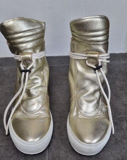 Ylati Women's Gold Hightop Sneakers, Trainers Size 38