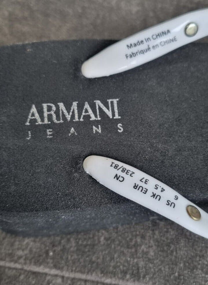 New, Unworn Armani Jeans Women's Black Wedged Flip Flops Size 6