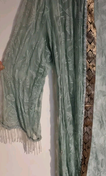 Nina Morris Women's Pale Green  Lace Sheer House Coat One Size