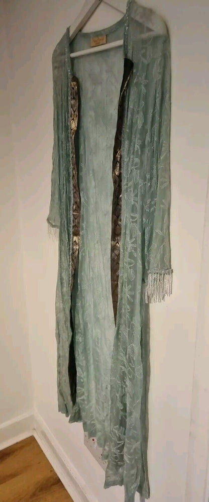Nina Morris Women's Pale Green  Lace Sheer House Coat One Size