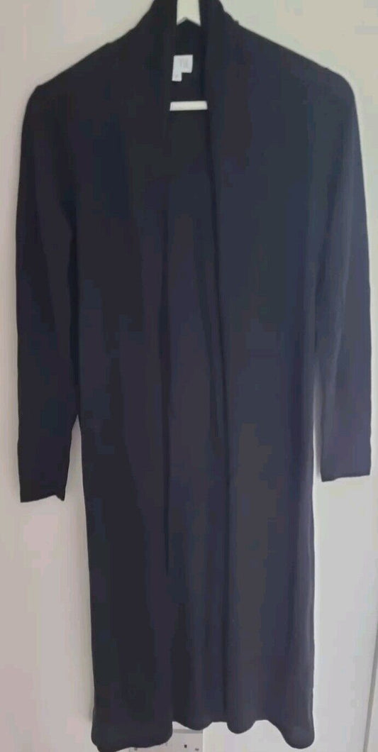 TSE Women's Black 100% Cashmere Fine Knit Longline Cardigan Housecoat Size XS