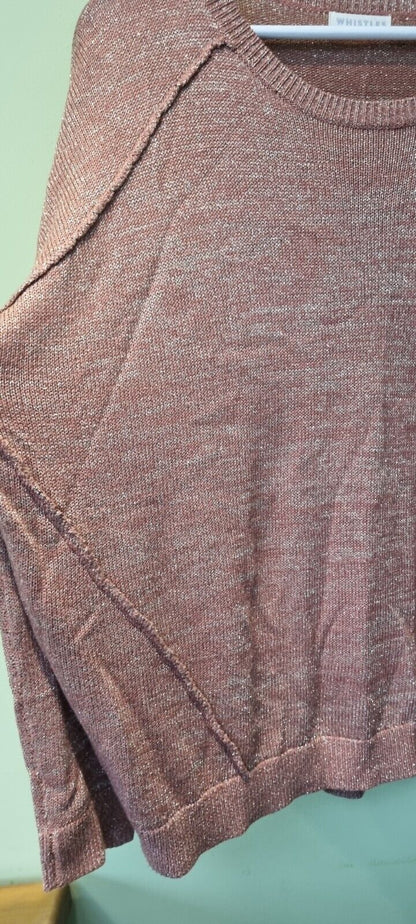 Whistles Women's Pink Glittery Metallic Thread Pullover, Jumper Size 16