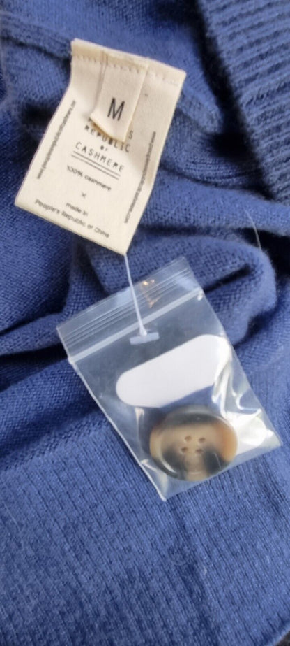 People's Republic Of Cashmere Women's Blue Buttoned 100% Cashmere Cardigan M