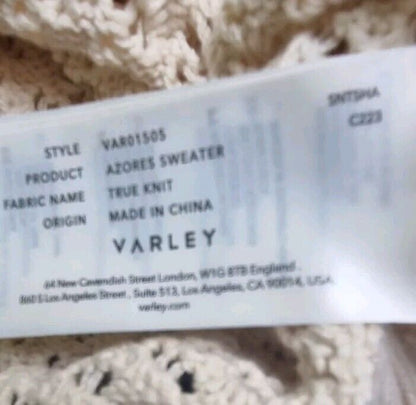 Varley Women's  Natural Azores Sweater, Pullover 100% Cotton Size XS