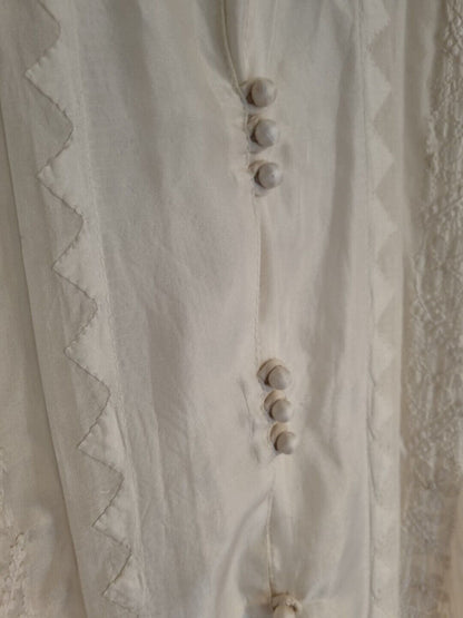 Juliette Dunn 100% Silk Women's White Embroidered And Buttoned Kaftan Size 3