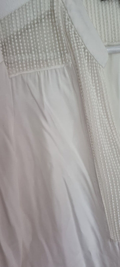 Maje Women's Ivory Long Sleeved V Neck Blouse With Lace Detail Size 1
