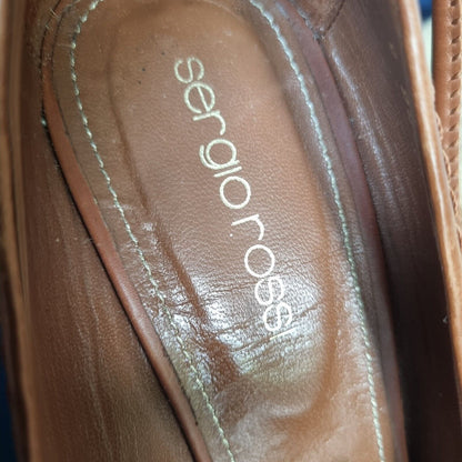 Sergio Rossi Women's Brown Wedge Leather Tie Sandals Size 36
