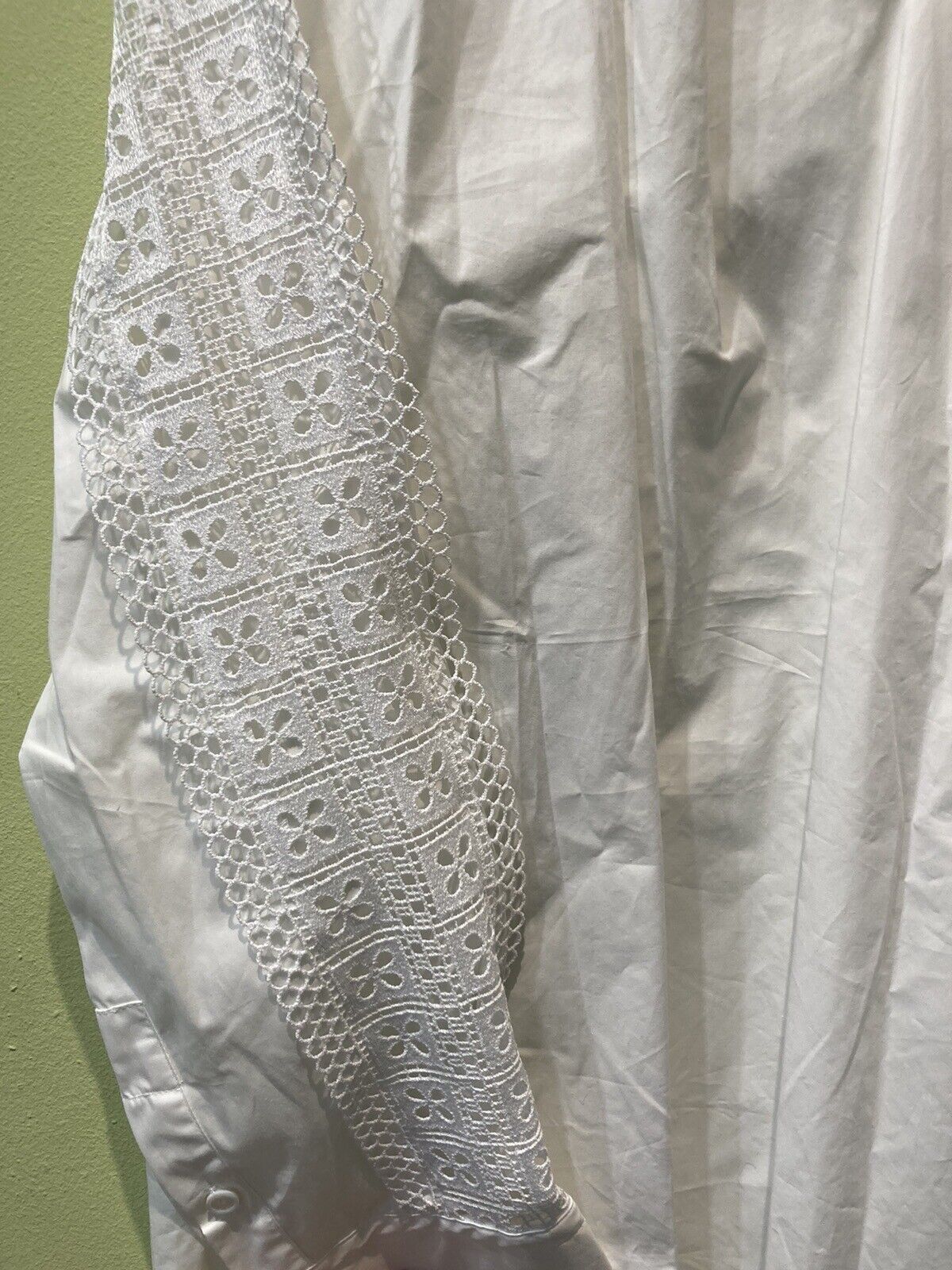 Sandro  Women's Blouse With Lace, Long Sleeved Over Sized, 100% Cotton Size S