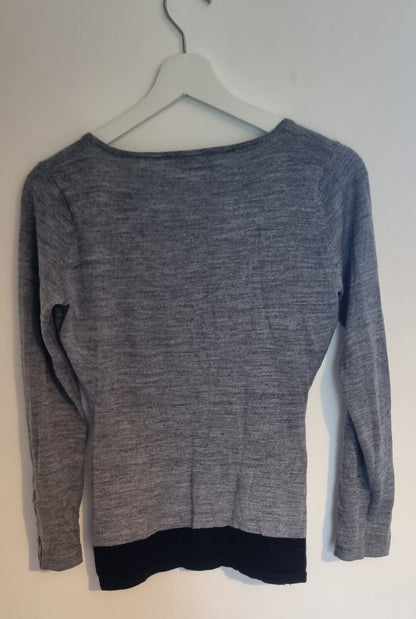 Chloe Women's Grey With Black Wool Mix Pullover Jumper