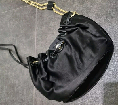 Diane Von Furstenberg Women's Black Pouch Evening Bag With Gold Chain Strap
