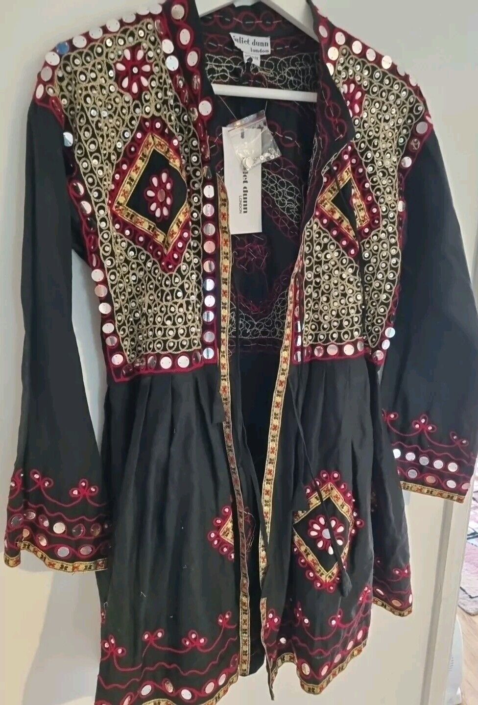 BNWT Juliette Dunn  Women's Black And Red Beaded, Embroidered Jacket One Size