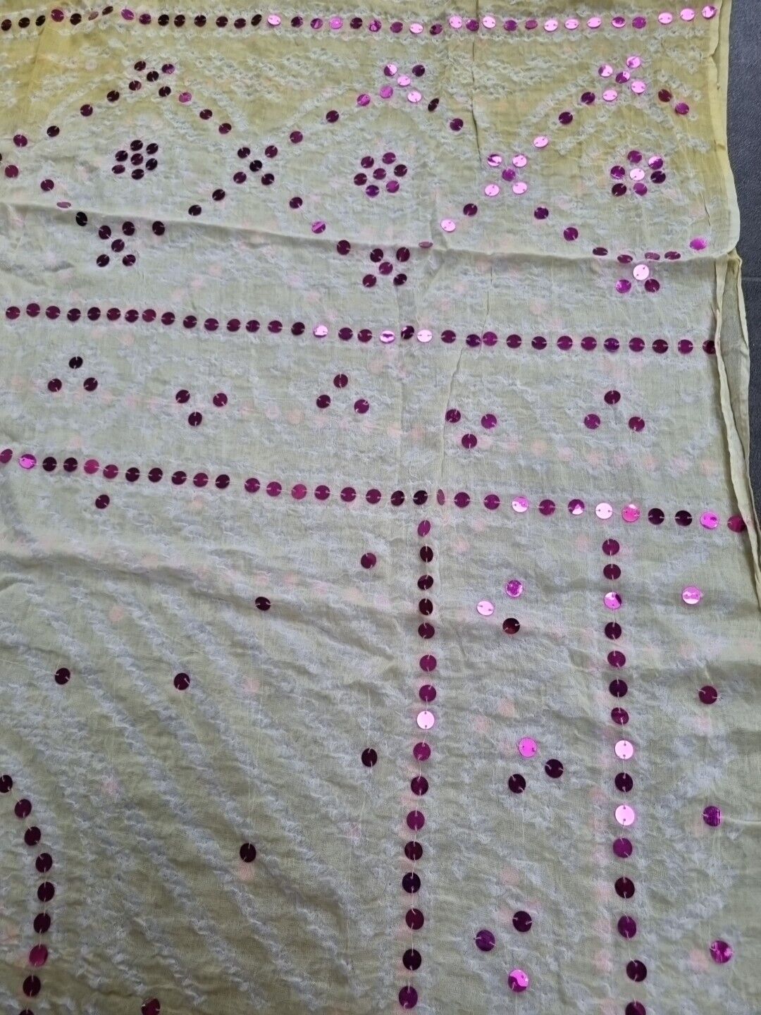 BNWT Vintage Juliette Dunn Sarong Yellow With Shell Tassled And Pink Sequins