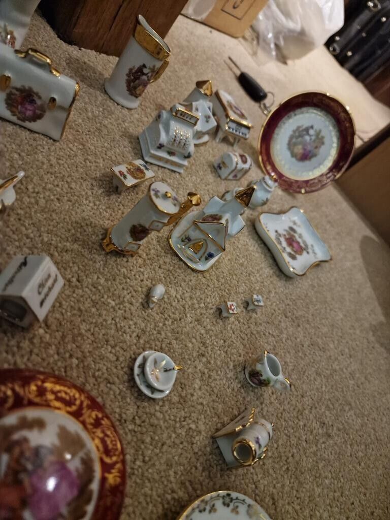 Limoges Minature Figurines And Plates, Job Lot Sold Together