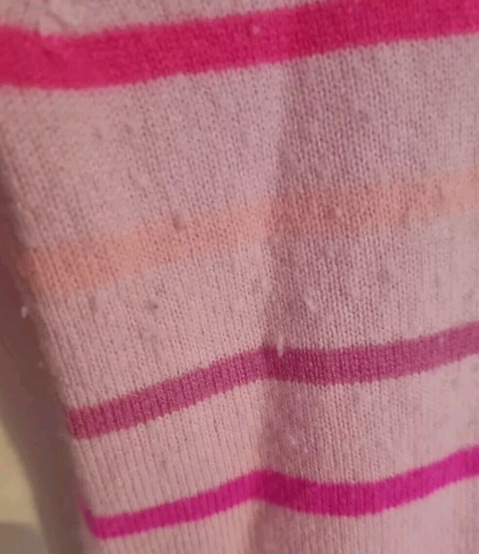 J Crew Women's Pink Striped Jumper Pullover 100% Cashmere Size Large