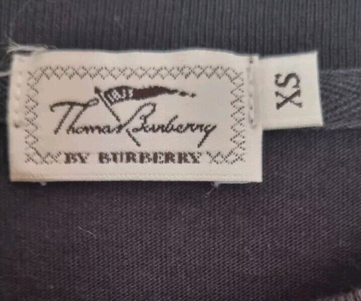 Thomas Burberry Women's Black Long Sleeved Top With Gold Logo XS