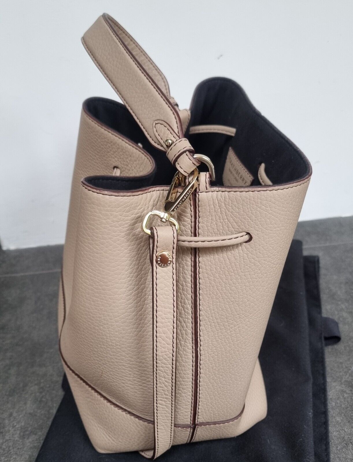 Strathberry Women's Oat Colour Leather Handbag With Gold Colour Trim