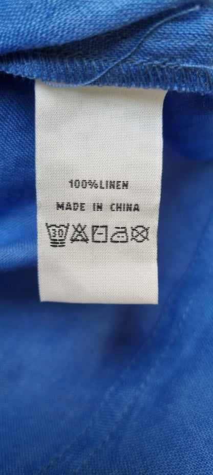 BNWT Foil Women's Notch One Blue Linen Long Sleeved Top Size UK 16